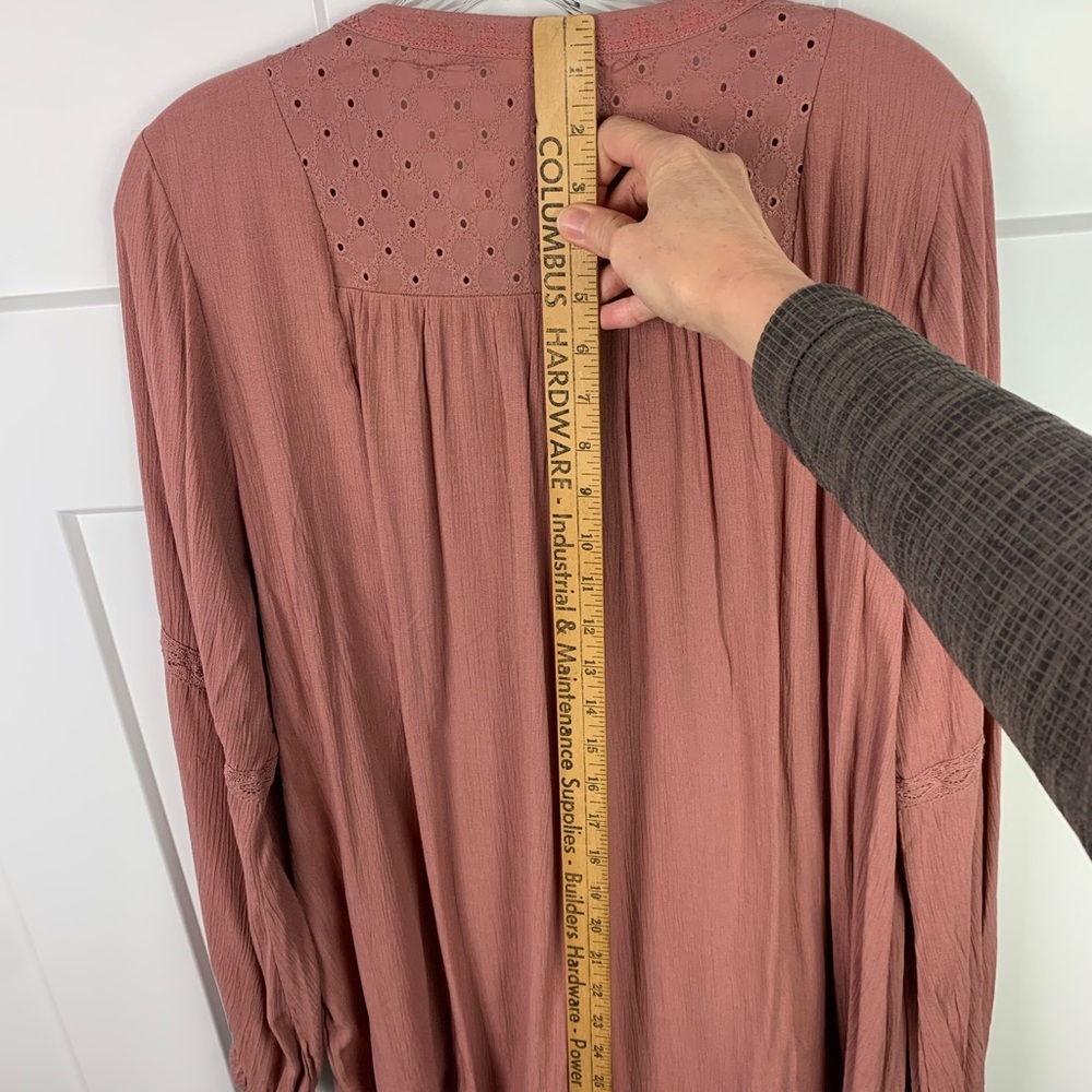 Knox Rose L Boho Blouse Pink Embroidered Johnny Tunic Western Hippie Festival - Picture 8 of 9